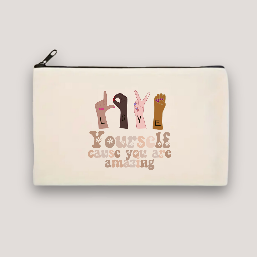 CANVAS COSMETIC BAG "LOVE YOURSELF"