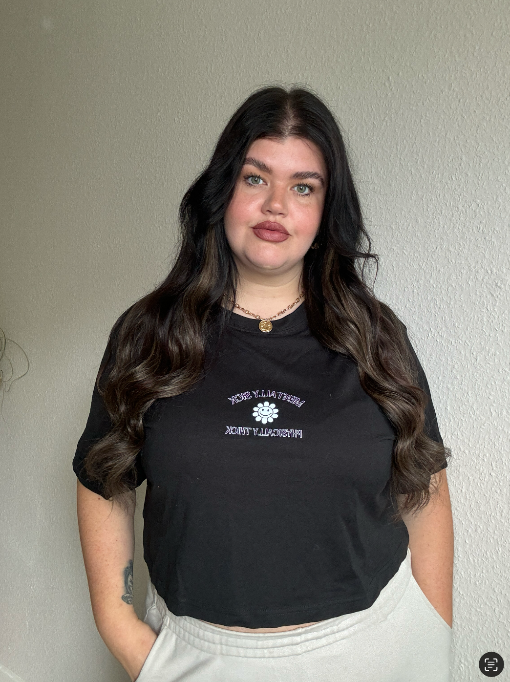 CROP SHIRT MENTALLY SICK PHYSICALLY THICK