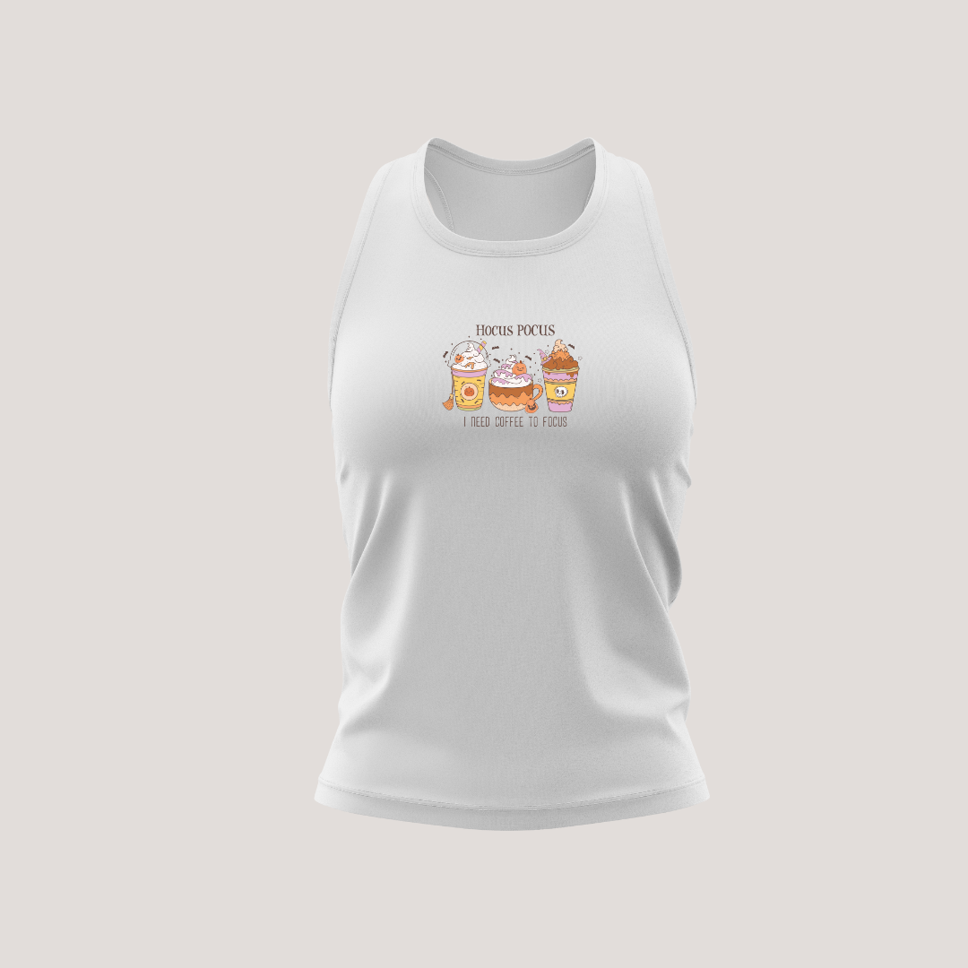 Ladies Tank Top Hocus Pocus I need coffee to focus