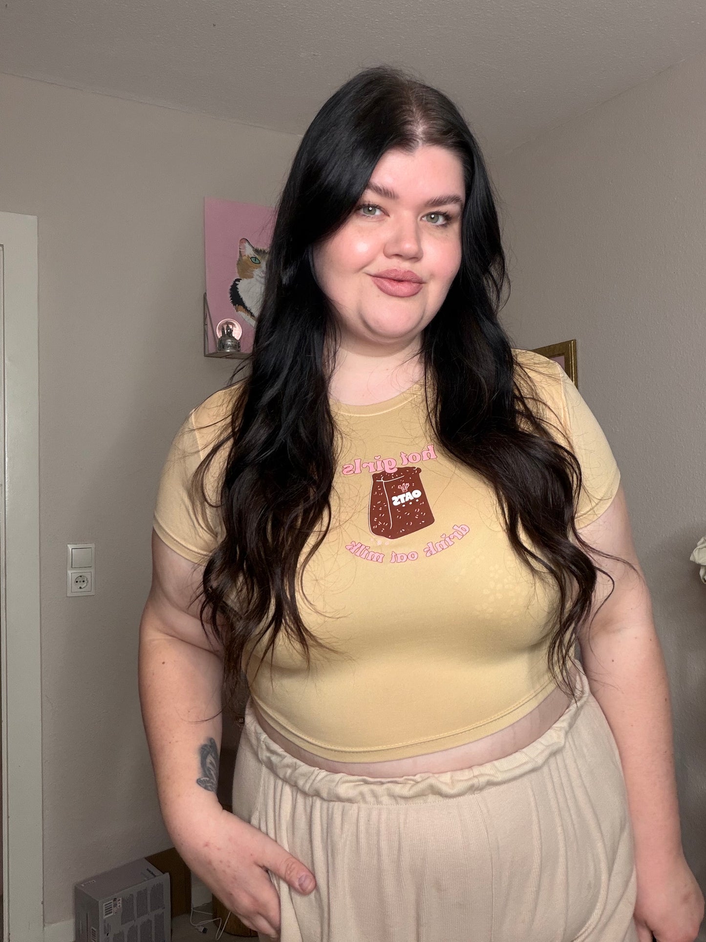 Hot girls drink oat milk crop shirts