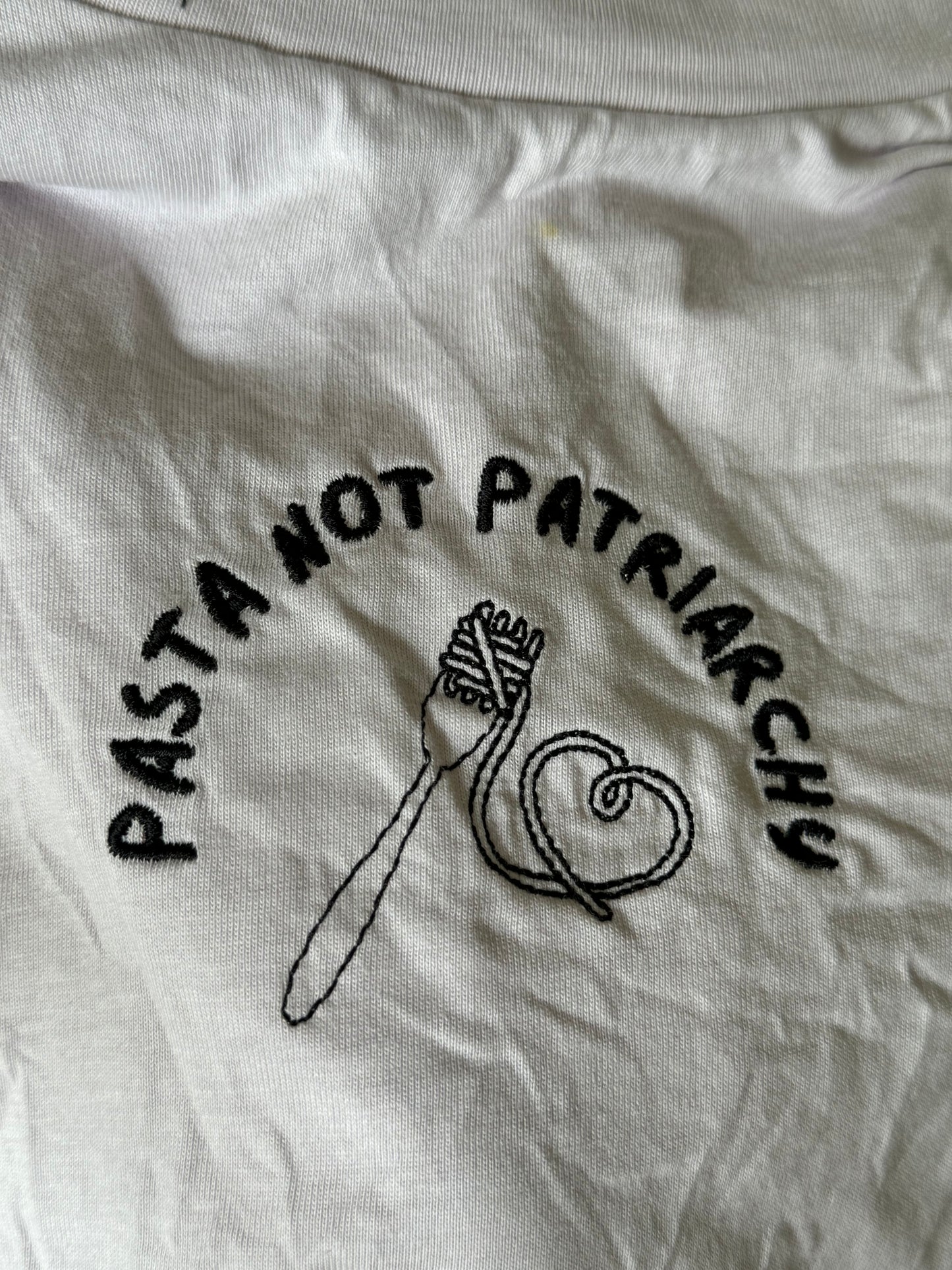 Pasta not Patriarchy Embroidered Women’s crop top