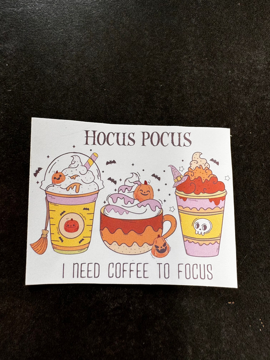I NEED COFFEE TO FOCUS HALLOWEEN STICKER