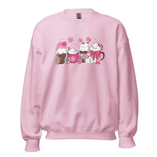 Pink Christmas Drinks Unisex Sweatshirt